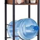 5 Gallon Water Bottle Jug Holder, Water Jug Stand with 55mm Water Dispenser Valve, Heavy Duty Water Bottle Storage Rack with Wooden Storage Tier for Kitchen, Home and Office