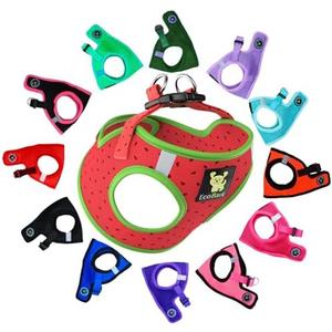 EcoBark Dog Harness - Luxury Step in Dog Harnesses in Watermelon Pattern - Soft & Secure Halter Vest S