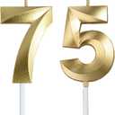 Gold 75th & 57th Birthday Candles,Gold Number 75 57 Cake Topper for Birthday Decorations Party Decoration