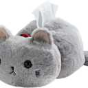CHOOLD Cute Cartoon Animal Cat Tissue Box Plush Cover Paper Holder Napkin Box for Car Home Bathroom Kitchen Office (Gray)
