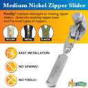 FixnZip (Medium, Nickel) - See Size Guide - Universal Zipper Repair Kit for Jackets, Luggage, Bags - Backpack Zipper Replacement Repair Kit - Instant Zipper Fix