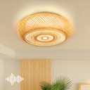 Boho Light Fixture 19.68in Hand-Woven Drum Smart Bamboo Ceiling Light with Voice Control 3000-6000K Bedroom Lights for Ceiling 50W Flush Mount Light Fixture Ceiling Lamps for Living Room