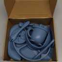 Silicone Baby Feeding Set | Baby Led Weaning Supplies Includes Suction Bowls and Divided Plates, Adjustable Bib, Baby Utensils Spoons and Forks,Cup | Baby Feeding Essentials (Deep Blue)