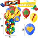 8th Birthday Decorations  Building Blocks Birthday Decorations 8 Year Old Boy  Party Kit: Number 8 Balloon, Banner, Cupcake & Cake Toppers, Balloons  Brick Theme Party Supplies for Boys 8 Years Old