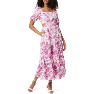 The Drop Women's Anaya Square Neck Cut-Out Tiered Maxi Dress (Wild Purple Floral Print) The Drop Women's Anaya Square Neck Cut-Out Tiered Maxi Dress (Wild Purple Floral Print)