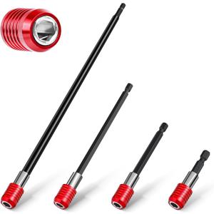 Drill Bit Extension 2/4/6/12, Magnetic Bit Holder 4 Pcs, Drill Extension Bit Holder 1/4 Hex, Bit Holder for Impact Driver CR-V Steel Quick Release for Screwdriver Bit Nut Drill Socket by XIOGZAXI
