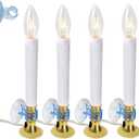 4E's Novelty 4 Pack Dusk to Dawn Electric Candles for Windows with Auto Sensor, and Plug in, Flameless Candles with Suction Cup Holder & Extra Bulb, Christmas Window Candles Bulk