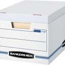 Bankers Box 12 Pack Standard Duty File Storage Boxes, Standard Assembly, Removable Lid, Letter/Legal (0071301)
