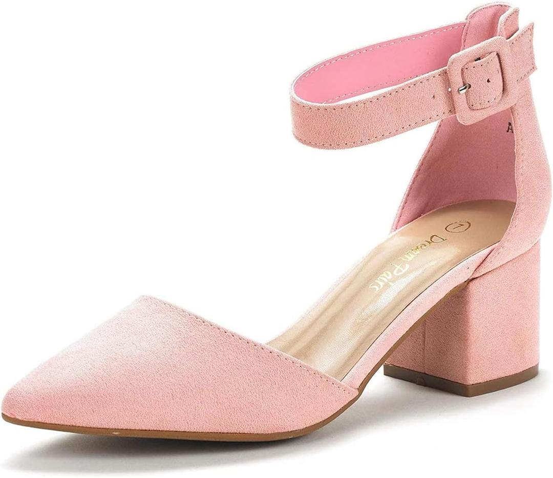 DREAM PAIRS Women's Low Heel Pump Shoes (8)