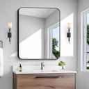 BONEWEI 30x36 inch Bathroom Mirror,Black Rectangle Mirror,Wall Mounted Bathroom Frame Vanity Mirror with Round Corner for Bedroom Living Room, Entryway Hangs Horizontal or Vertical