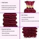 99J Burgundy Deep Wave Bulk Human Hair for Boho Braids, 3 Bundles/Pack 150g 16 Inch No Weft 12A Curly for Human Braiding Hair Extensions