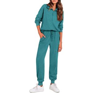 PRETTYGARDEN Women's Fall 2 Piece Lounge Sets Zip Up Sweatshirt Jogger Pants Sweat Track Suits Travel Outfit Winter Clothing (XL)
