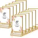 Gold Frames 4x6 Acrylic Sign Holder Double Sided Picture Frames for Wedding Table Number Menu Flyer Display for Office Home Party- Pack of 12
