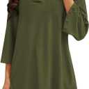 Poetsky Women's Tunic Tops 3/4 Bell Sleeve Loose Fit Tunics Dressy Casual Side Split Flare Top for Leggings 3XL (Green)