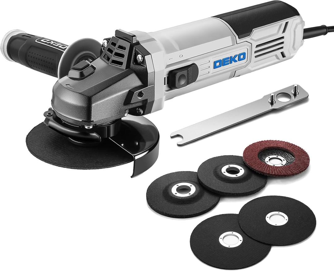 Angle Grinder Electric Power Tool: DEKOPRO 4-1/2 Inch 7.5-Amp Angle Grinder Power Corded Hand Grinders Tools with Grinding and Cutting Wheel, Disc for Metal, Wood