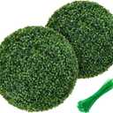 2Pcs 19'' Artificial Plant Boxwood Topiary Ball, Faux Boxwood Topiary Ball, All-Year Greenery Faux Balls Plant Decorative Balls for Outdoor,Indoor,Garden,Backyard,Wedding