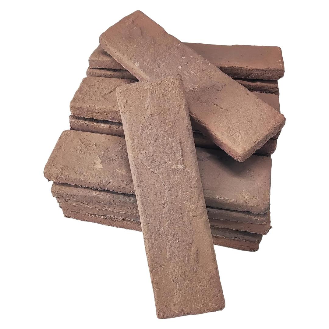 20 Pcs Brown Thin Wall Brick Veneers, 2.4in x 7.9in for Kitchen Backsplash, Fireplace, Living Room, Interior and Exterior Wall Decoration (3.5 sq.ft) (20)