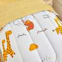 Flysheep 4 Piece White Toddler Bedding Set for Baby Girls and Boys, Cute Animals Printed - includes Quilted Comforter, Flat Sheet, Fitted Sheet & Pillow Case, Soft Microfiber