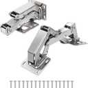 HBL' 170° Soft Close Cabinet Hinges, Wide Opening Hydraulic Cupboard Hinges for Thick Cabinet Doors, Heavy-Duty Angle Adjustable Overlay Design, 4 Pack
