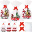 Pasimy 12 Set Christmas Basket for Gifts Empty Bulk Xmas DIY Gift Basket Holiday Kraft Market Tray Cardboard Basket with Handles Christmas Gift Basket to Fill for Christmas Gift Warp(Classic)