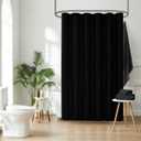 H HALSTON Black Shower Curtain Modern Neutral Bathroom Curtain, Water-Repellent Fabric, Machine Washable, 72x72 Inches, Elegant Spa-Inspired Design, Minimalist Home Decor