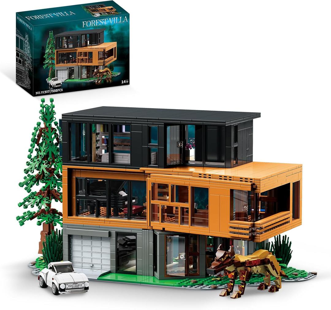 Forest House Building Set with Lights, Haunted House Villa Architecture Model for Romance Films Fans, Compatible with Lego for Adults, Halloween Christmas Toy Gifts for Teens Boys Ages 14+ (1550 PCS)