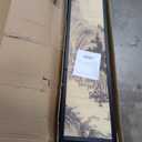 MyGift Decorative 6 Panel Folding Room Divider Bamboo Screen with Chinese Calligraphy Design, 6FT Freestanding Floral Artwork Room Partitioner with Black Wood Frame 94.5''W x 69''H