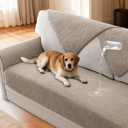 H.VERSAILTEX Waterproof Couch Cover Plush Sofa Cover with Strap Soft Anti Slip Sofa Slipcovers for 4 Cushion Sofa Couch Protector Cover for Dogs Cats Kids,36x96'',Khaki