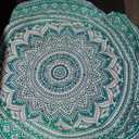 RAJRANG Small Round Tapestry for Picnic and Camping Cotton Ombre Mandala Tablecloth Yoga Mat Beach Circular Tapestries - 48 Inch - Sea Green