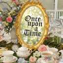 Princess Party Decorations Once Upon a Time Fairy Tale Birthday Party Decor Vintage Oval Mirror 15.4 x 9.4 Inch Golden Mirror for Tea Birthday Decoration Baby Shower Women Wedding Dinner Supplies