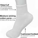 Glory Max 6 Pairs Women Ankle Socks Cotton Solid Color with Cushion for Athletic Running (White) Size 9-11