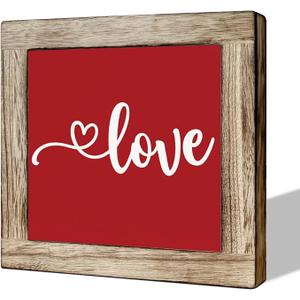 Love Sign, Wooden Box Signs for Home, Table Decor Art, Love Heart Sign, Tabletop Decor for Valentines Day, Romantic Bedroom Decors, Signs for Dining Room Bedroom