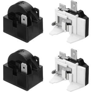 MECCANIXITY 2 Set PTC Refrigerator Starter Relay 15 Ohm 2 Pin and 1/6HP Freezer Overload Protector for Fridge Cooler Compressor