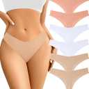 Seamless Thongs - No Show Underwear Pack - Breathable Panties for Women - Colorful 6 Thongs, Set Of 2, XL