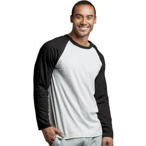 TOP PRO Men's Full Length Sleeve Raglan Cotton Baseball Tee Shirt (XXXL)