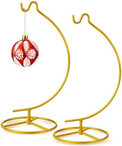 Baderke 1 Pack Ornament Display Stand, 10.43" Height Ornament Hanger, Air Plant Holder Terrariums Hanging Stand Crystal Ball Hanging Hook for Christmas Wedding Home Office Decoration (Gold)
