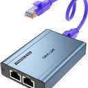 MT-VIKI Upgraded 1 to 2 1000Mbps Ethernet Splitter, No Power Supply Required, Dual RJ45 Splitter for Cat5e/6/7/8 Cable, Works with POE IP Camera, POE Switch and More