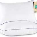 JOLLYVOGUE Pillows Queen Size Set of 2, Medium Supportive Bed Pillows with Super Soft Down Alternative Fill, Luxury Fluffy Hotel Quality for Side, Back, and Stomach Sleepers