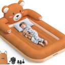 Inflating Toddler Travel Bed with Pump - 30-Second Setup, Portable Foldable Baby Mattress with Safety Rails for Hotel, Home, Camping & Sleepovers