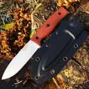 WATCHMAN F017 9.45inch Fixed Blade D2 Knives with Sheath,Big Full Tang Bushcraft Knife with Kydex Sheath Hunting Knife with Mircarta Handle for Camping, Survival, Fishing (areca palm), F017Black