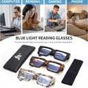 JM 3 Pack Reading Glasses for Women Men, Fashion Square Blue Light Blocking Readers
