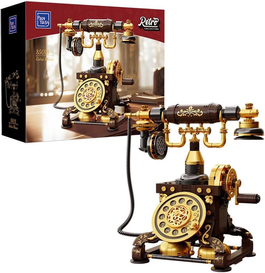 Retro Phone Building Blocks Set for Adults, Vintage DIY Telephone Model Kit with Realistic Design, Creative Home Decor Gift, Ideal Gifts for Collectors & Hobbyists