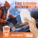 Toe Warmers for Feet  50 Pairs (100 Warmers) | 10+ Hour Self-Adhesive Feet Warmers, Foot Warmers Bulk, Ultra-Thin Disposable Heat Pads for Shoes & Boots