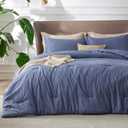 Bedsure King Size Comforter Set - Infinity Blue Soft Bedding for All Seasons, Cationic Dyed Bed Set, 3 Pieces, 1 King Size Comforter (104"x90") and 2 Pillow Shams (20"x36"+2")