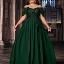 Women's Sequin Plus Size Wedding Guest Bridesmaid Dresses Maxi Gown for Formal Prom Cocktail Party Evening Events (Green, XXL)