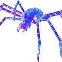 Prismatic Iridescent Giant Spider, 52" Pre-lit Large Outdoor Scary Prismatic Spider Decorations for Halloween 140 LED Light Up Giant Spider Outdoor Halloween Decorations for Garden, Yard, Porch