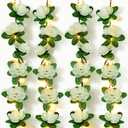 XURISEN Vines with Lights, 4Pcs 33Ft White Artificial Flower Garland with 39.3Ft/120LED Fairy Lights Battery Operated, Fake Rose Flower Garland Hanging Vines for Wedding Party Table Arch Garden