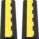VEVOR Cable Protector Ramp, 2 Packs 2 Channels Speed Bump Hump, Rubber Modular Rated 11000 LBS Load Capacity Protective Wire Cord Driveway Traffic, Black