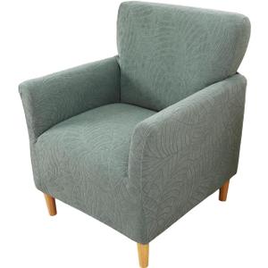 Jacquard Banquet Armchair Slipcovers Waterproof Chair Covers Armchair 1-Piece Stretch Chair Covers for Living Room Nonslip Outdoor Armchair CoverPets Friendly Furniture Protector,Green