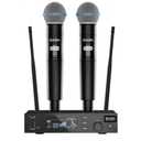 BASN UHF Dual Channel Wireless Microphone System, Handheld Mics for Stage, Karaoke, Weddings, DJ, and Events (Black)